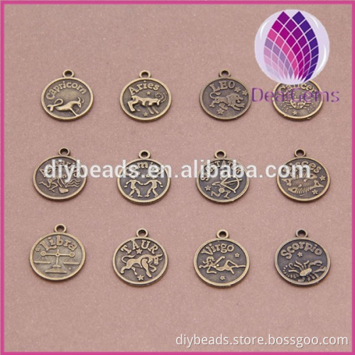 Wholesale 12 constellations bronze alloy charms